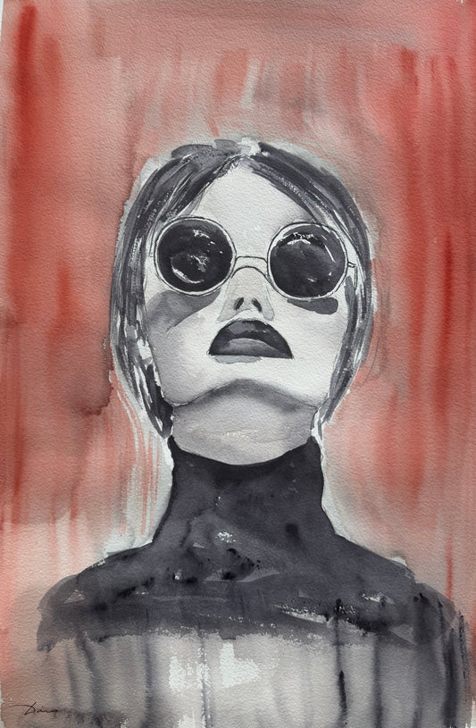 Portrait Femme aux Lunettes Rondes